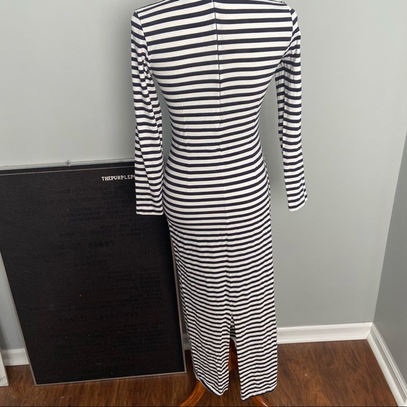 J.Crew Collection Navy & White Striped Maxi Dress - Picture 6 of 10
